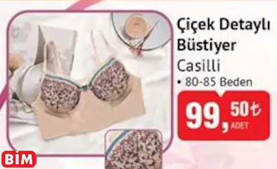 CASİLLİ ÇİÇEK DETAYLI BÜSTİYER